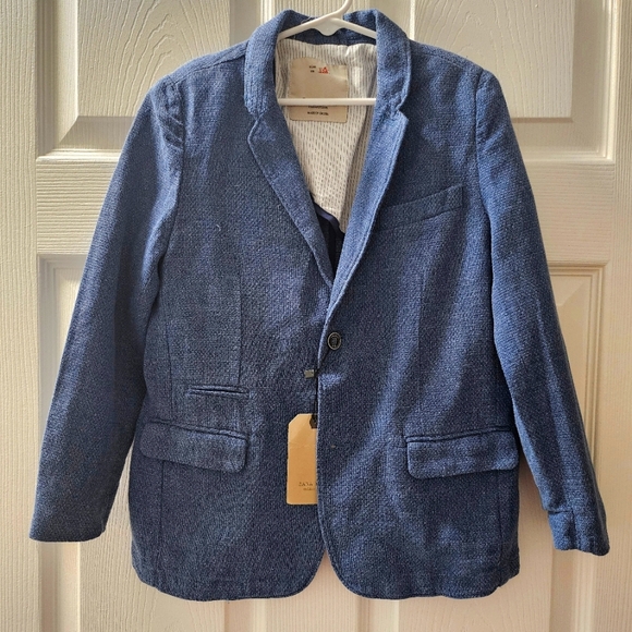 Zara Boys Textured Navy Blazer - Picture 1 of 7